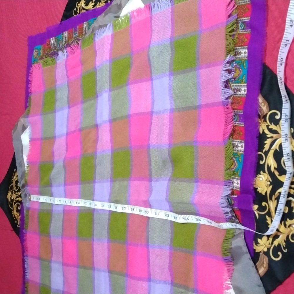 2 FOR $15 BUNDLE Scarf, Vintage, Tablecloth, Pink, Green
